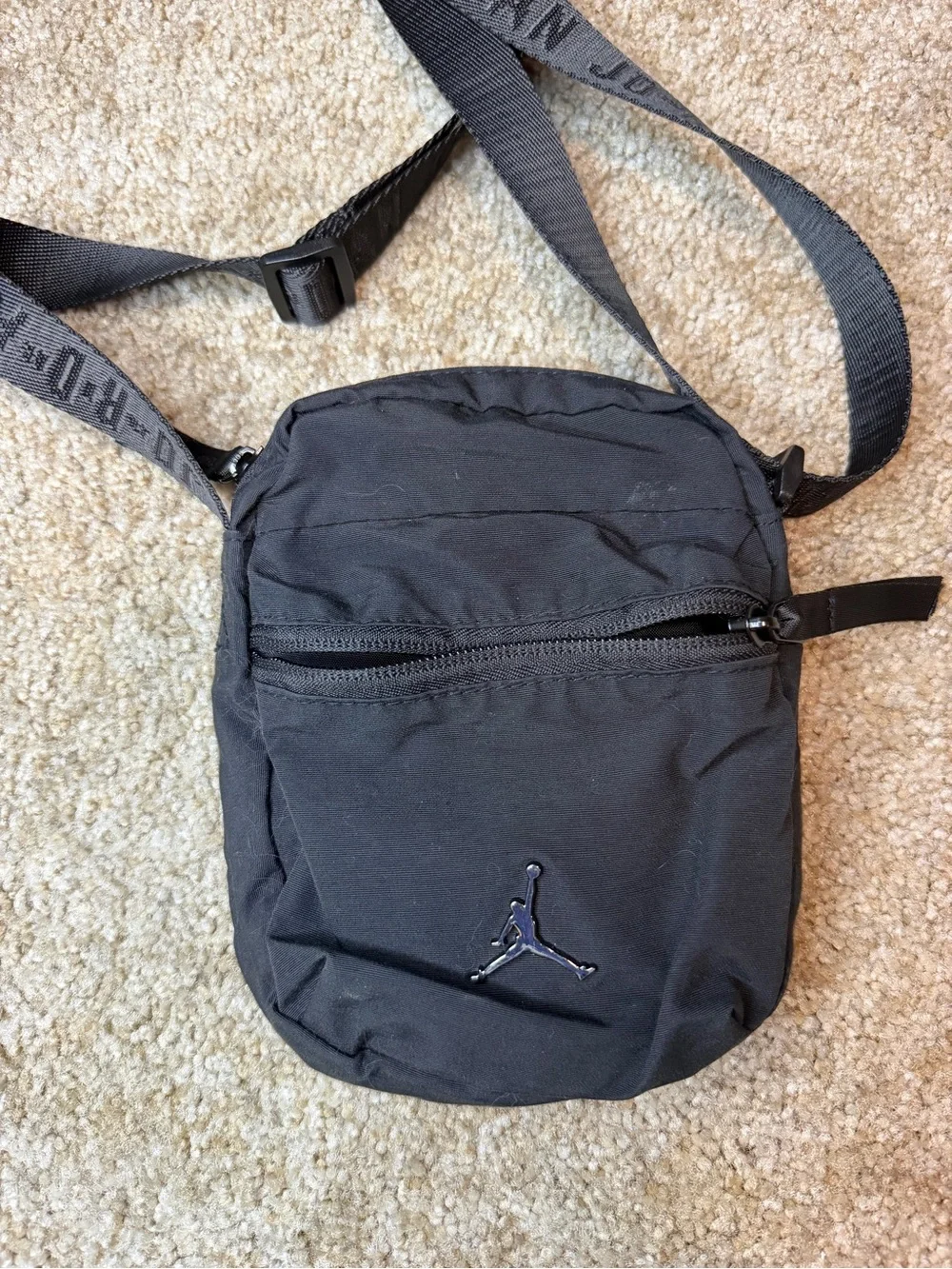 Jordan Black Mini Crossbody Pouch with Logo Strap